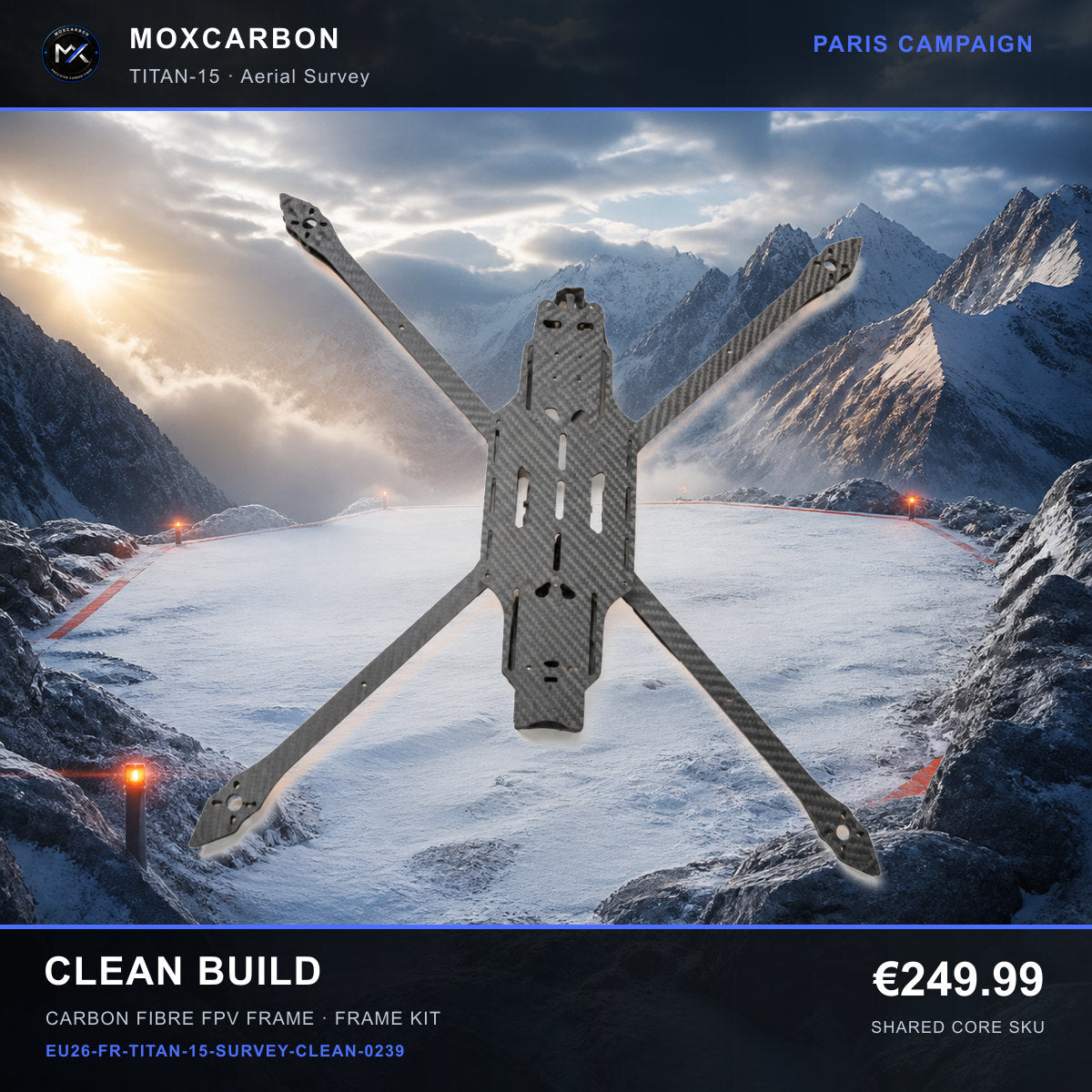 MOX MARK4 Titan GOW 15-Inch Carbon Fibre FPV Frame — Paris Clean Build 0239 product image