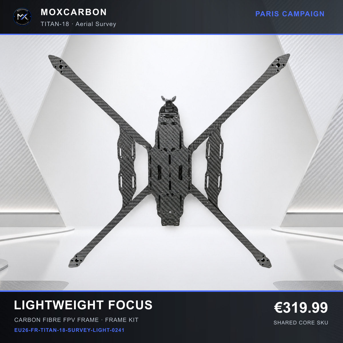 MOX MARK4 Titan GOW 18-Inch Carbon Fibre FPV Frame — Paris Lightweight Focus 0241 product image