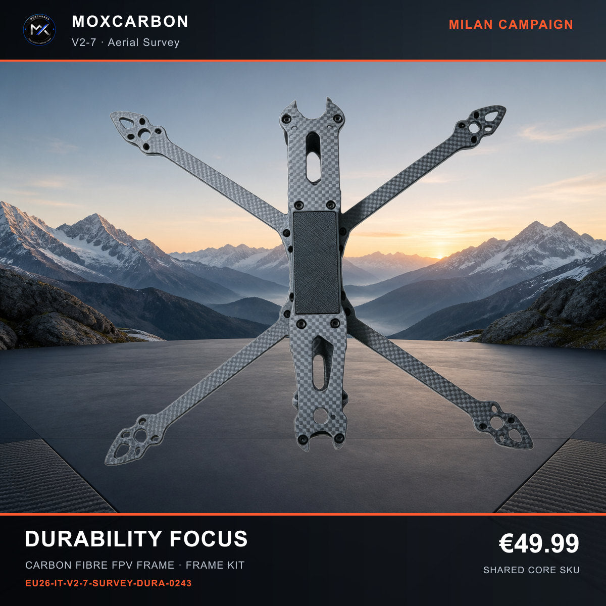 MOX MARK4 V2 7-Inch Carbon Fibre FPV Frame — Milan Durability Focus 0243 product image