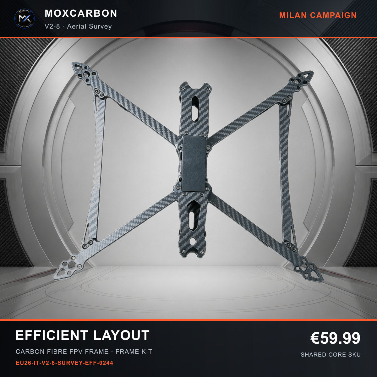 MOX MARK4 V2 8-Inch Carbon Fibre FPV Frame — Milan Efficient Layout 0244 product image