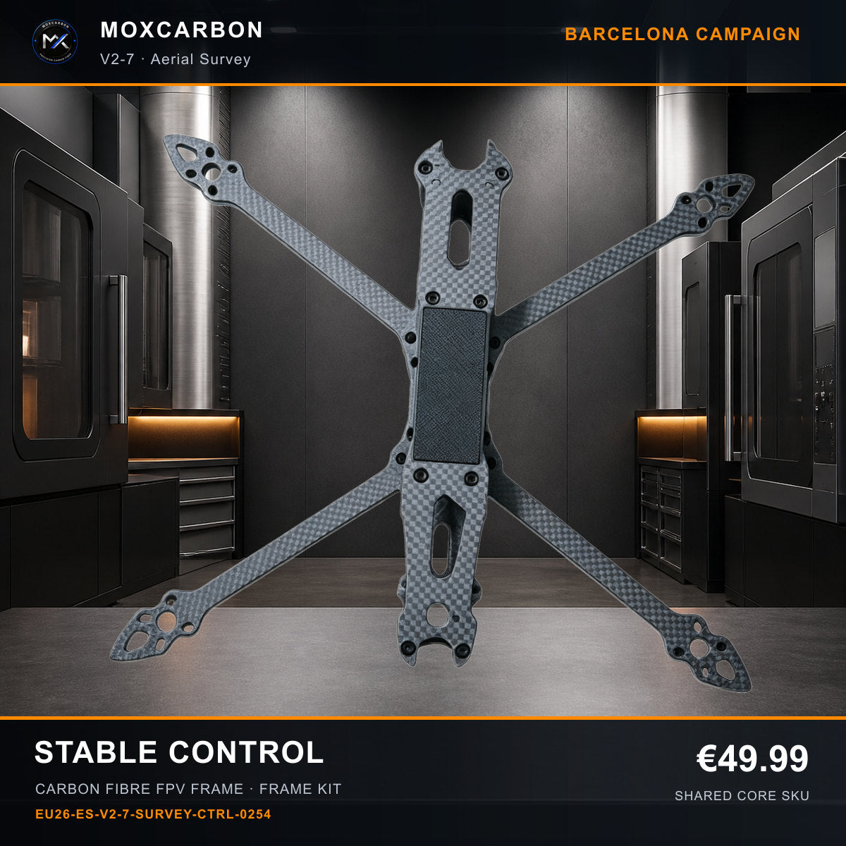 MOX MARK4 V2 7-Inch Carbon Fibre FPV Frame — Barcelona Stable Control 0254 product image