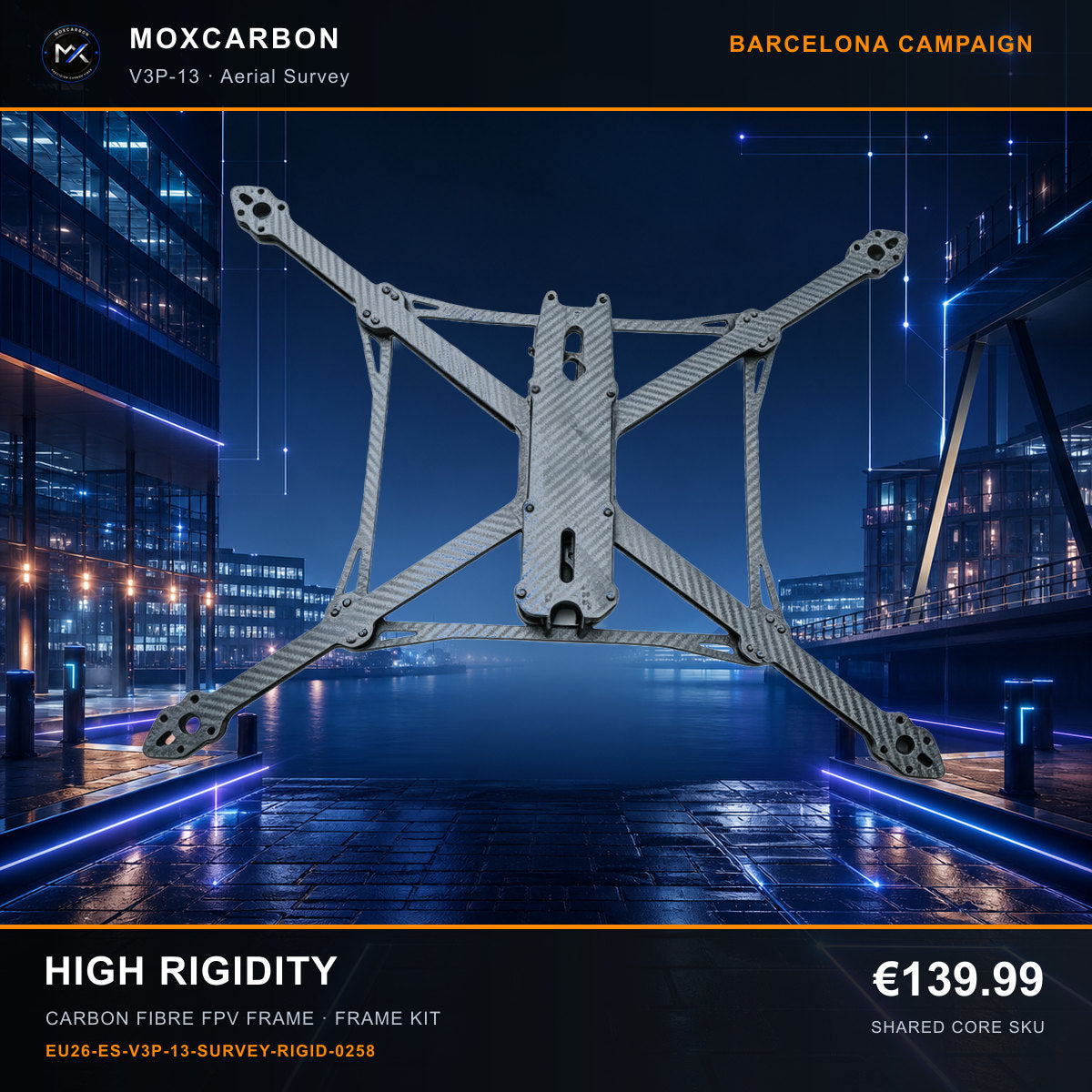 MOX MARK4 V3 Pro 13-Inch Carbon Fibre FPV Frame — Barcelona High Rigidity 0258 product image