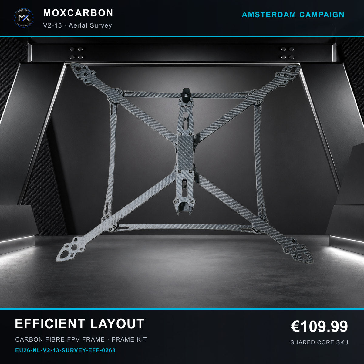 MOX MARK4 V2 13-Inch Carbon Fibre FPV Frame — Amsterdam Efficient Layout 0268 product image