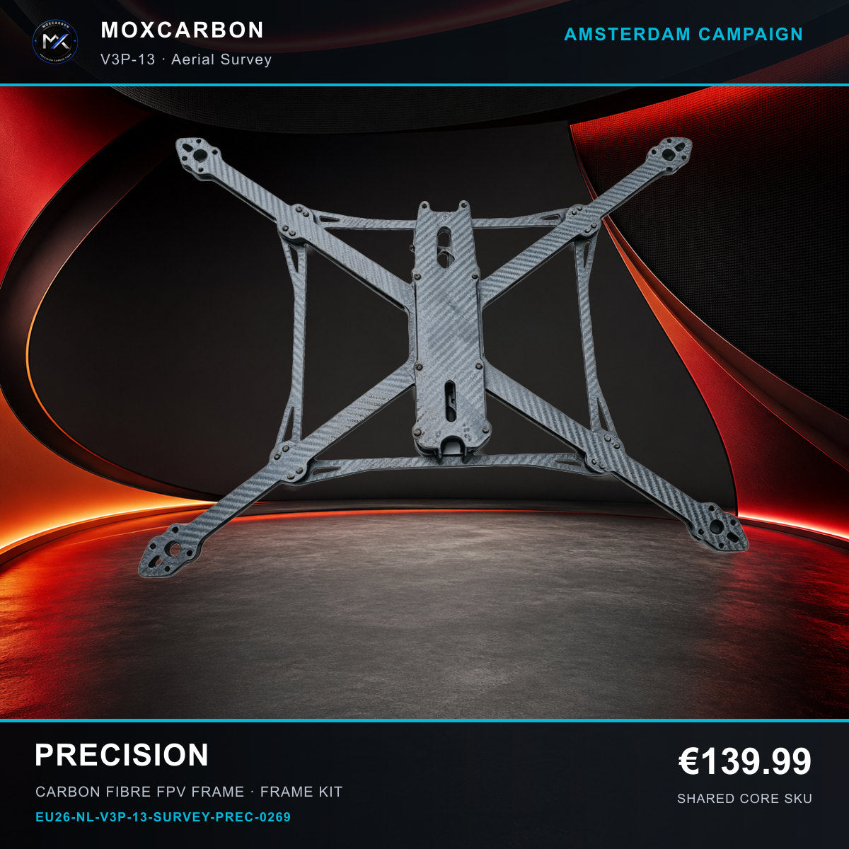 MOX MARK4 V3 Pro 13-Inch Carbon Fibre FPV Frame — Amsterdam Precision 0269 product image