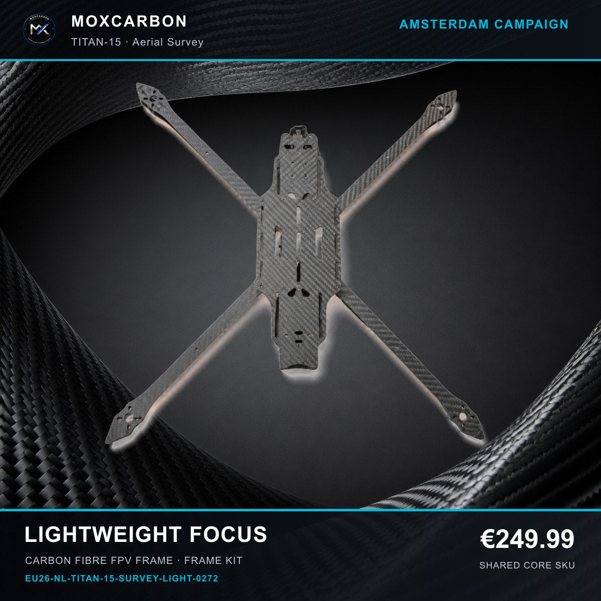 MOX MARK4 Titan GOW 15-Inch Carbon Fibre FPV Frame — Amsterdam Lightweight Focus 0272 product image