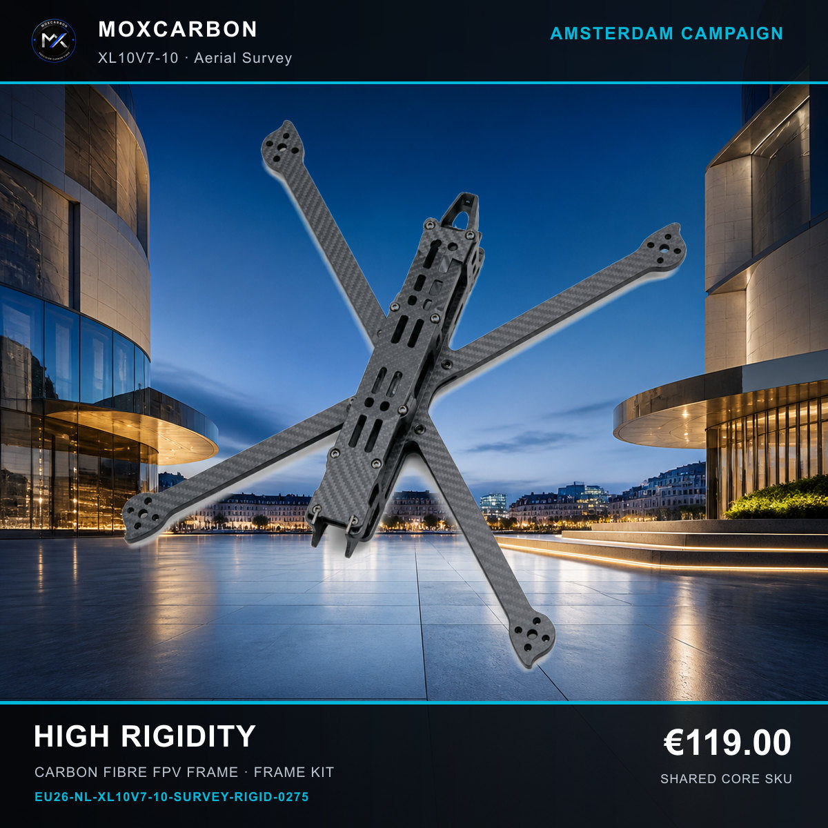 MOX XL10V7 10-Inch Carbon Fibre FPV Frame — Amsterdam High Rigidity 0275 product image