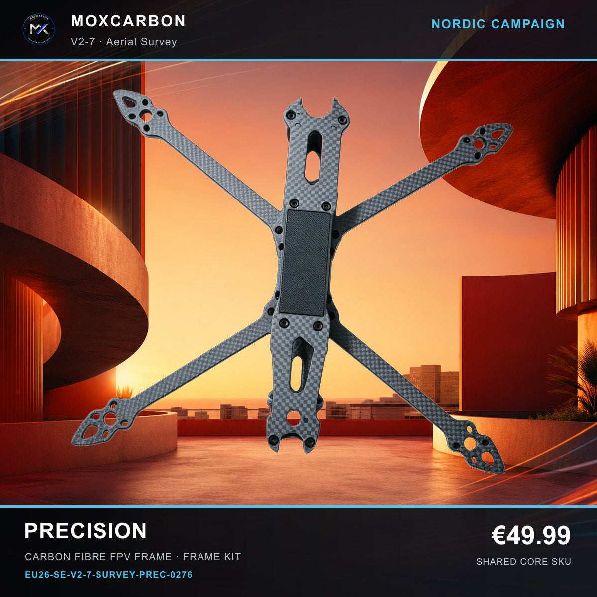 MOX MARK4 V2 7-Inch Carbon Fibre FPV Frame — Nordic Precision 0276 product image