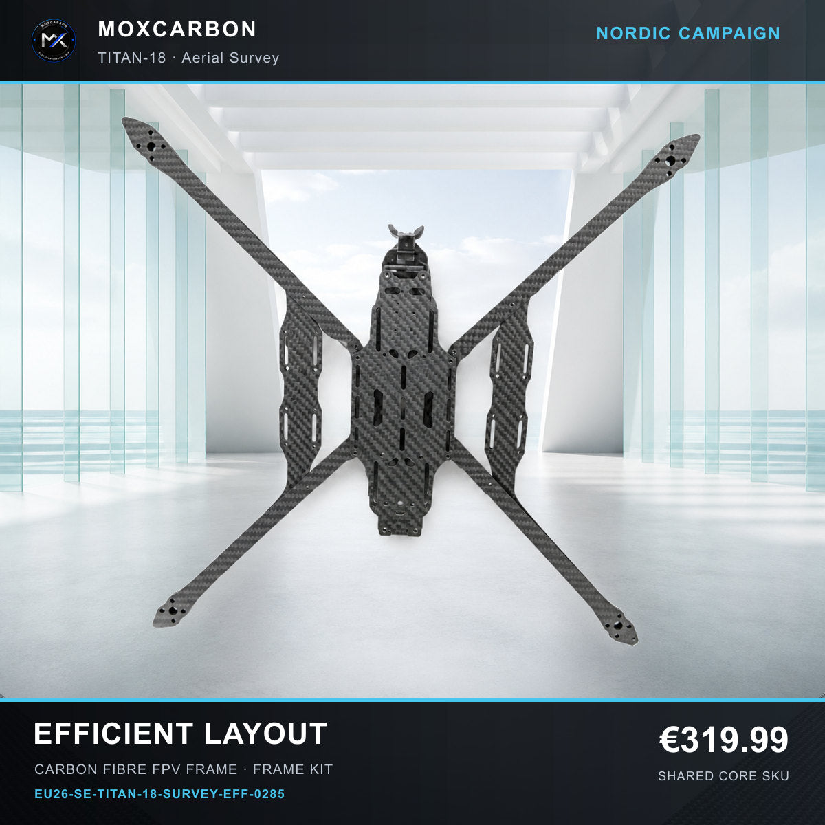 MOX MARK4 Titan GOW 18-Inch Carbon Fibre FPV Frame — Nordic Efficient Layout 0285 product image