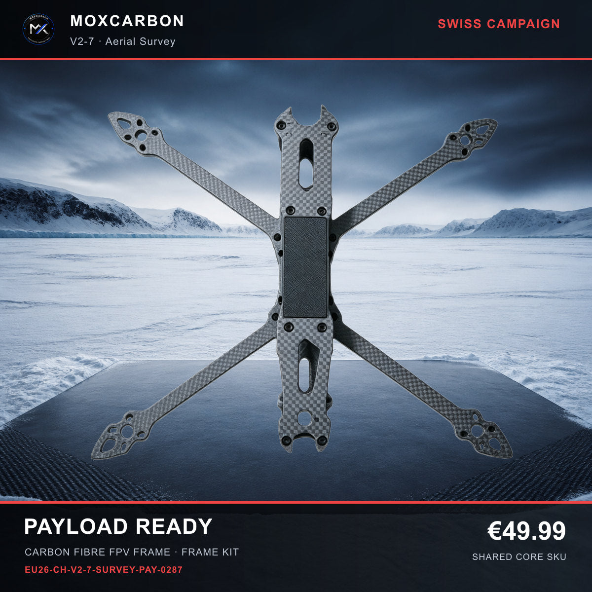MOX MARK4 V2 7-Inch Carbon Fibre FPV Frame — Swiss Payload Ready 0287 product image
