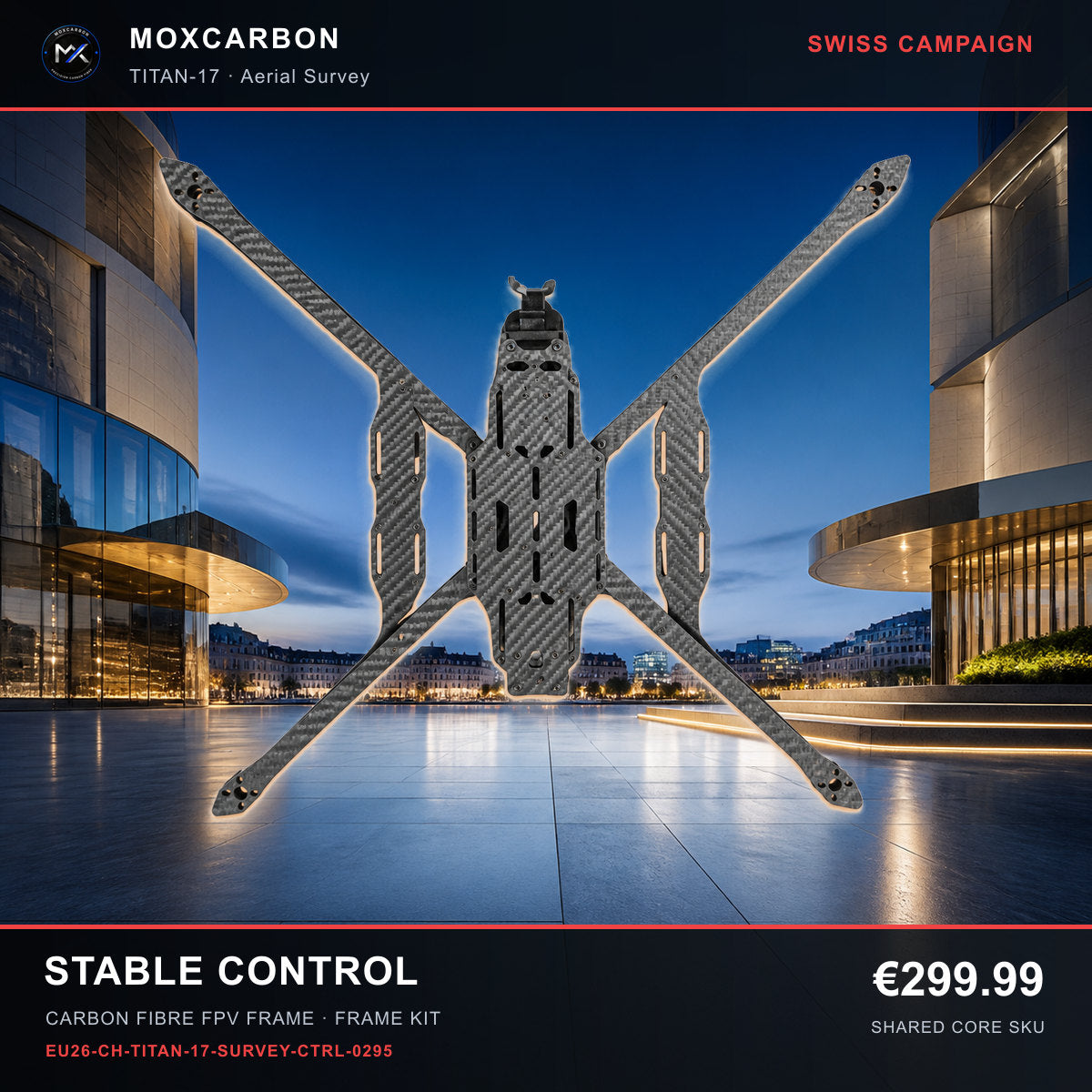 MOX MARK4 Titan GOW 17-Inch Carbon Fibre FPV Frame — Swiss Stable Control 0295 product image