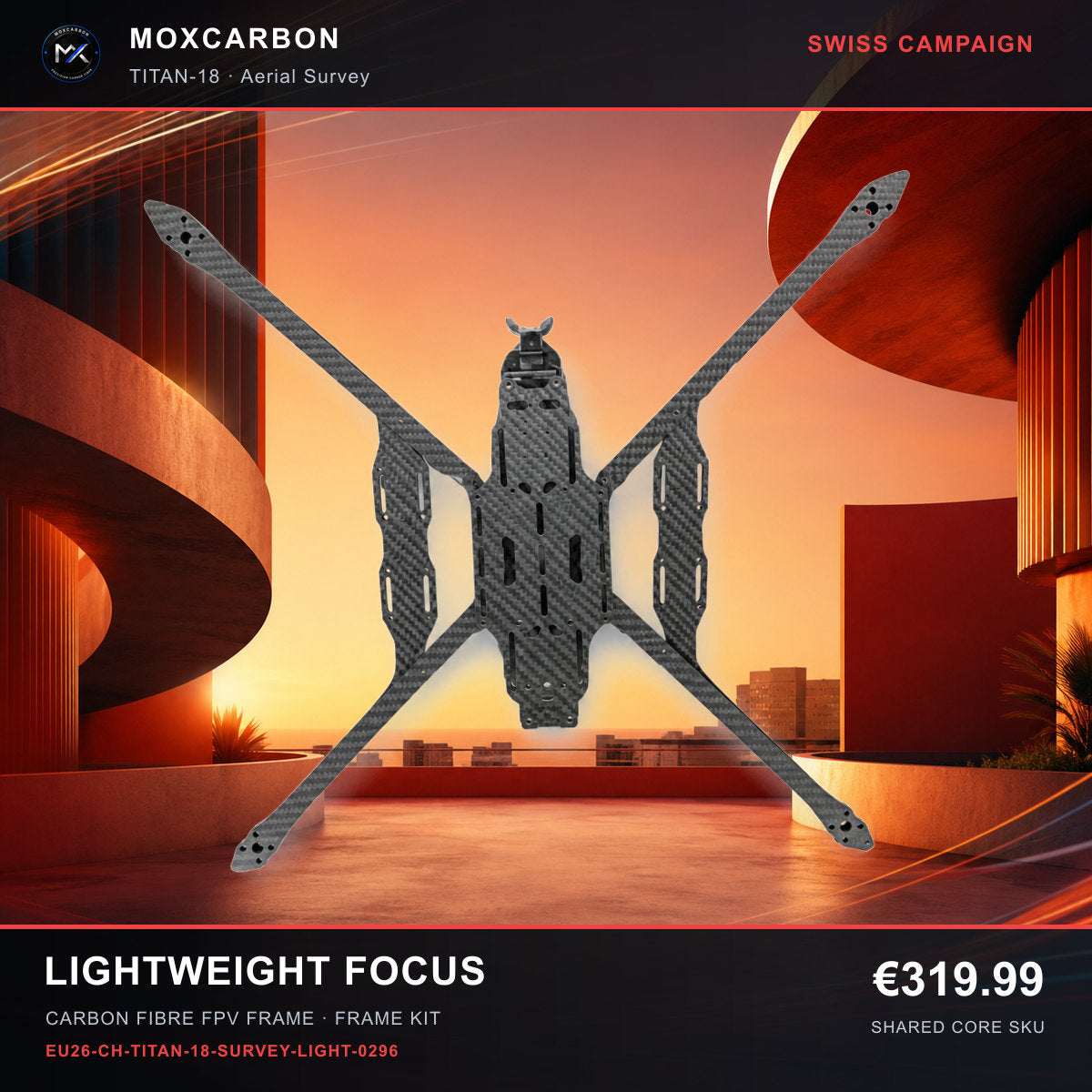 MOX MARK4 Titan GOW 18-Inch Carbon Fibre FPV Frame — Swiss Lightweight Focus 0296 product image