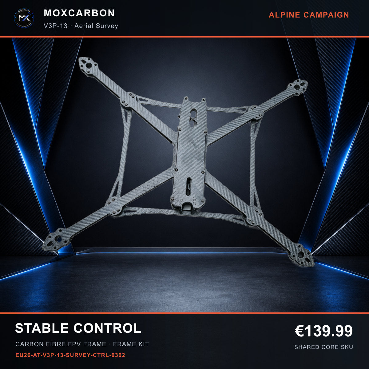 MOX MARK4 V3 Pro 13-Inch Carbon Fibre FPV Frame — Alpine Stable Control 0302 product image