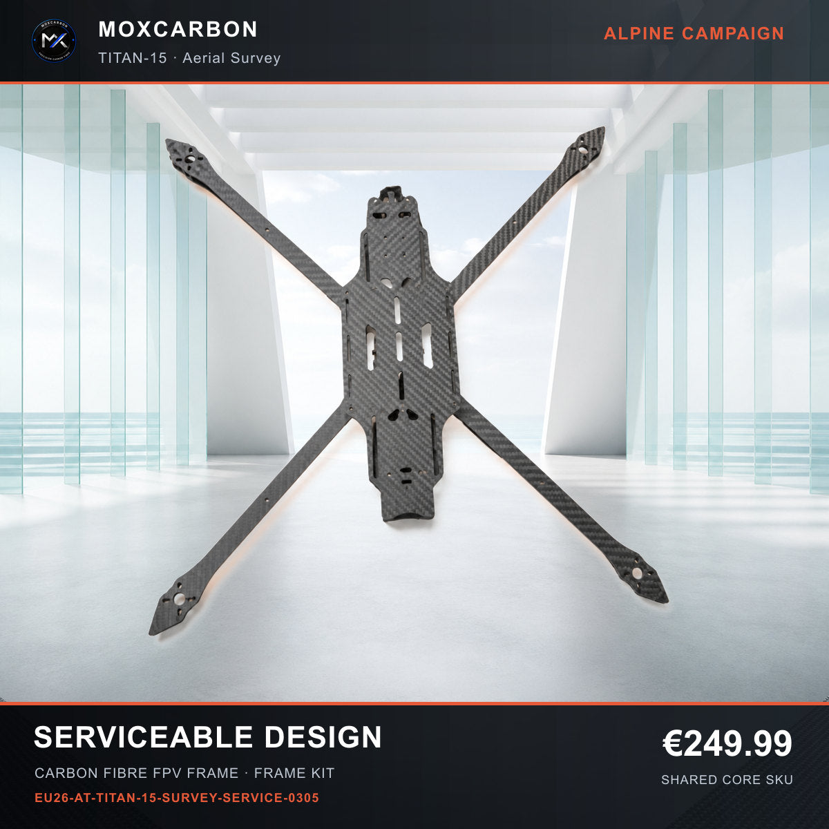 MOX MARK4 Titan GOW 15-Inch Carbon Fibre FPV Frame — Alpine Serviceable Design 0305 product image