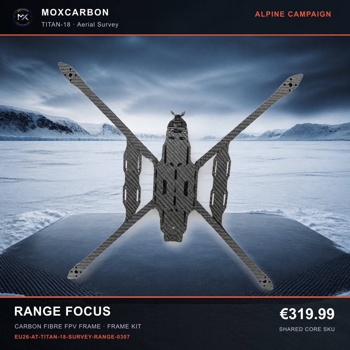 MOX MARK4 Titan GOW 18-Inch Carbon Fibre FPV Frame — Alpine Range Focus 0307 product image