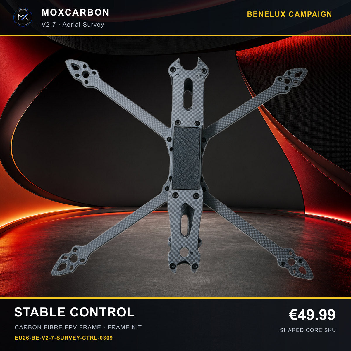 MOX MARK4 V2 7-Inch Carbon Fibre FPV Frame — Benelux Stable Control 0309 product image