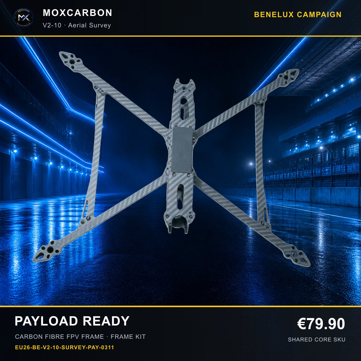 MOX MARK4 V2 10-Inch Carbon Fibre FPV Frame — Benelux Payload Ready 0311 product image