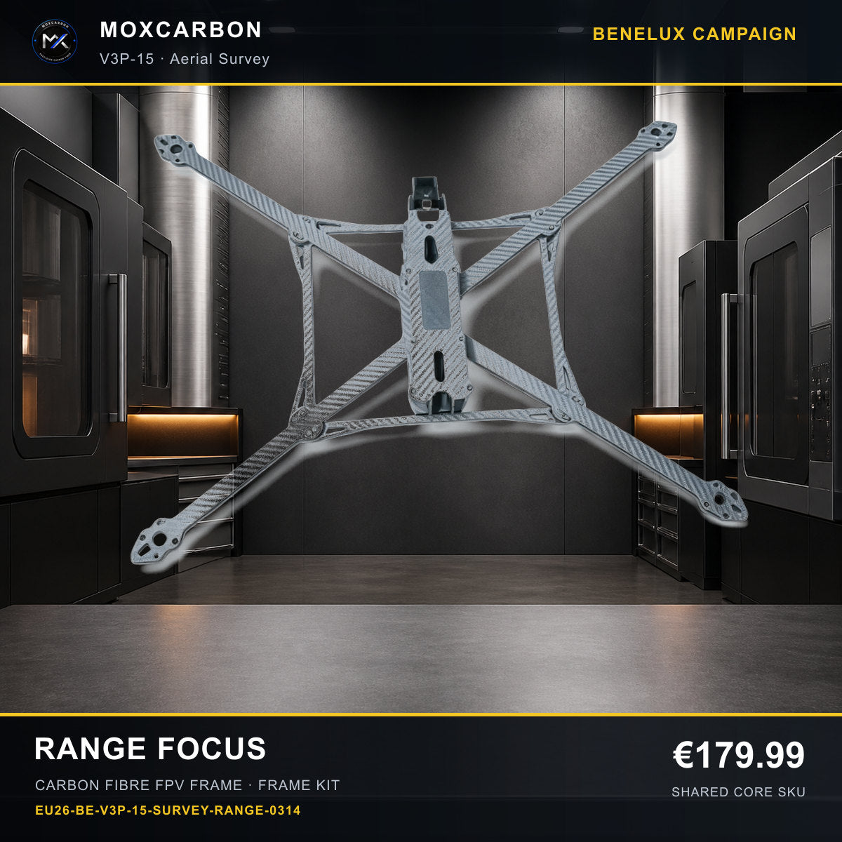 MOX MARK4 V3 Pro 15-Inch Carbon Fibre FPV Frame — Benelux Range Focus 0314 product image