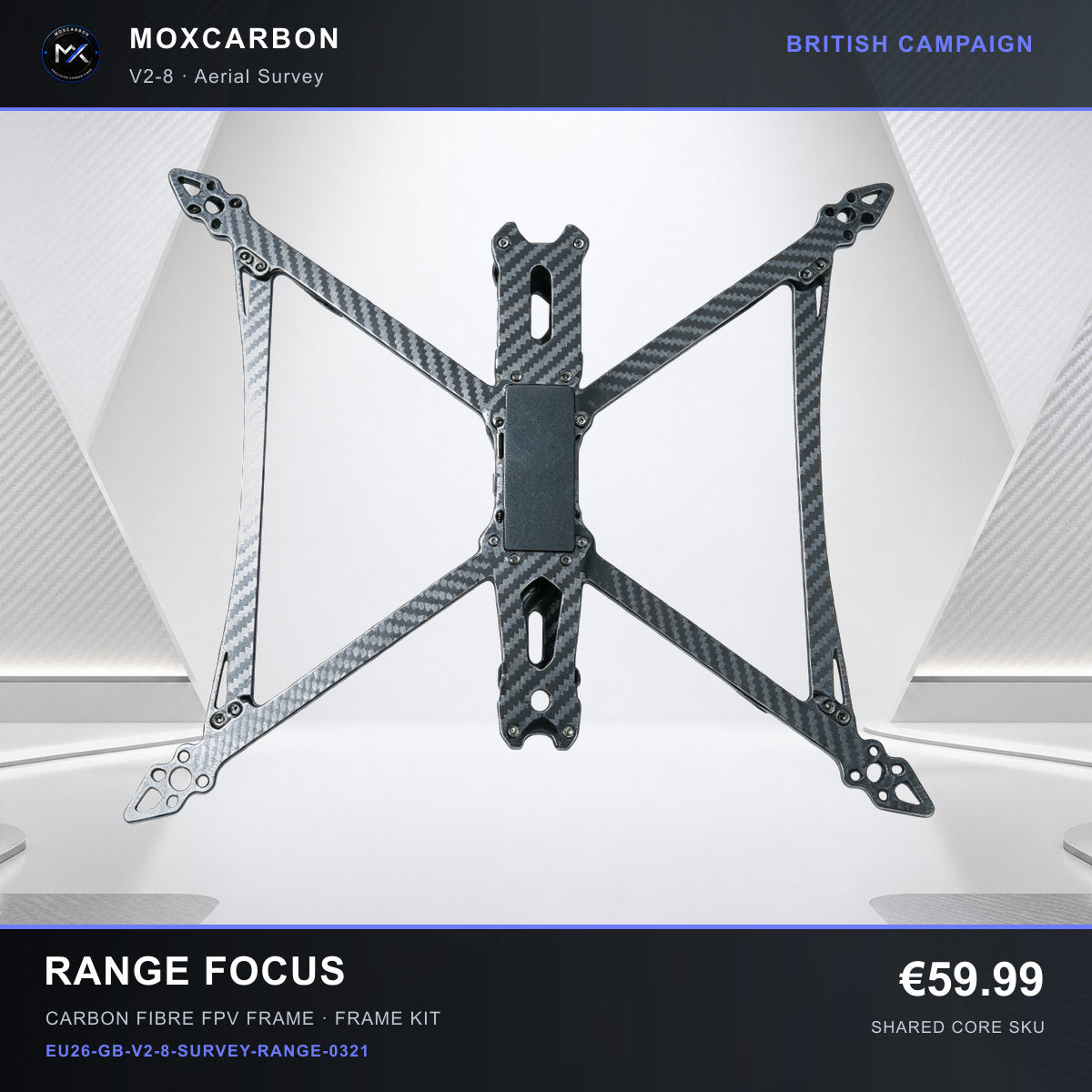 MOX MARK4 V2 8-Inch Carbon Fibre FPV Frame — British Range Focus 0321 product image