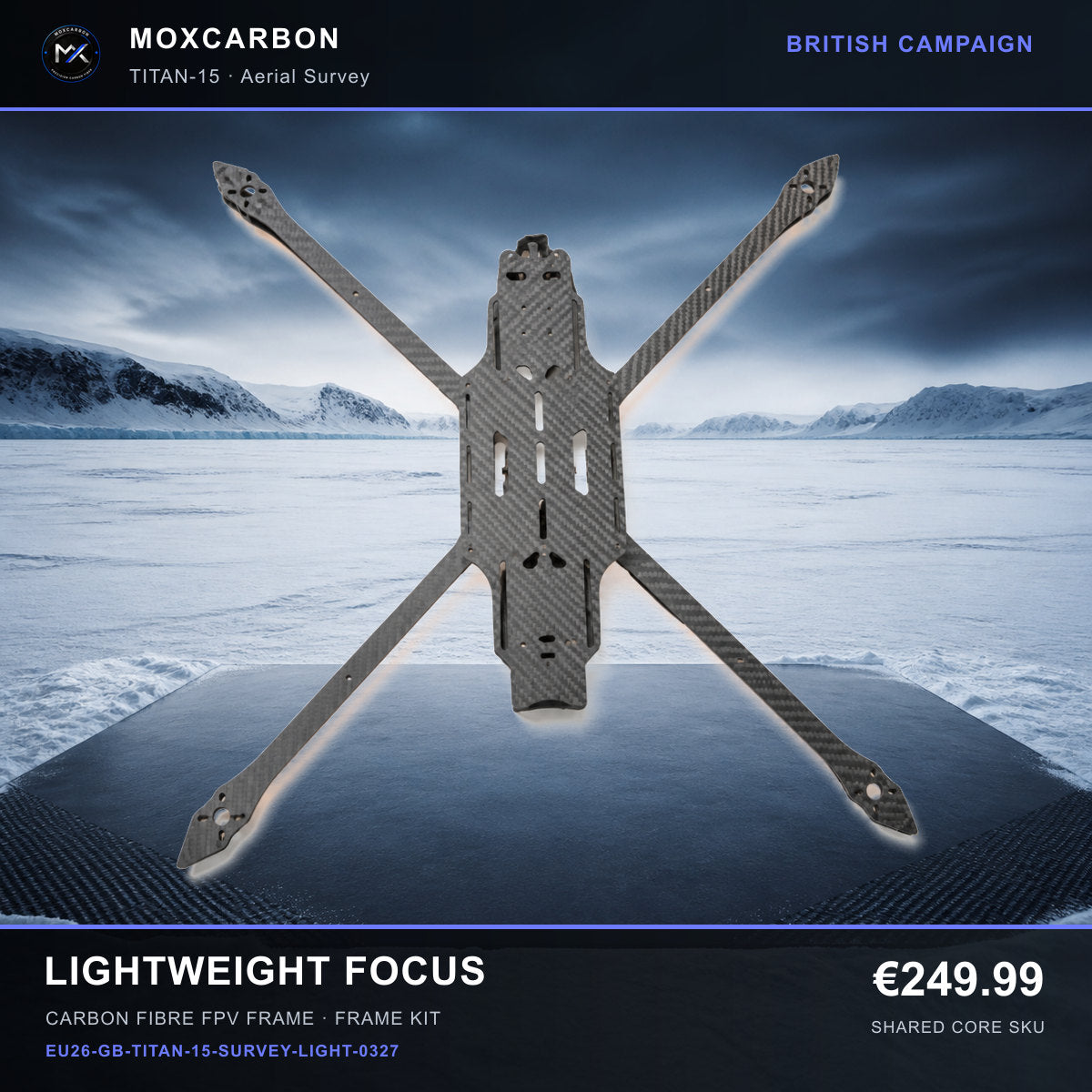 MOX MARK4 Titan GOW 15-Inch Carbon Fibre FPV Frame — British Lightweight Focus 0327 product image