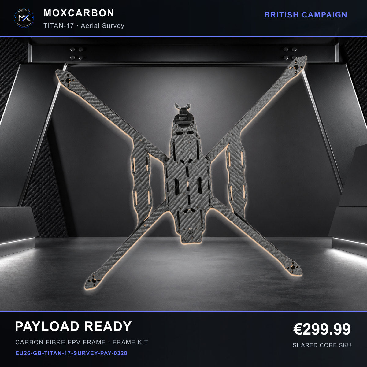 MOX MARK4 Titan GOW 17-Inch Carbon Fibre FPV Frame — British Payload Ready 0328 product image
