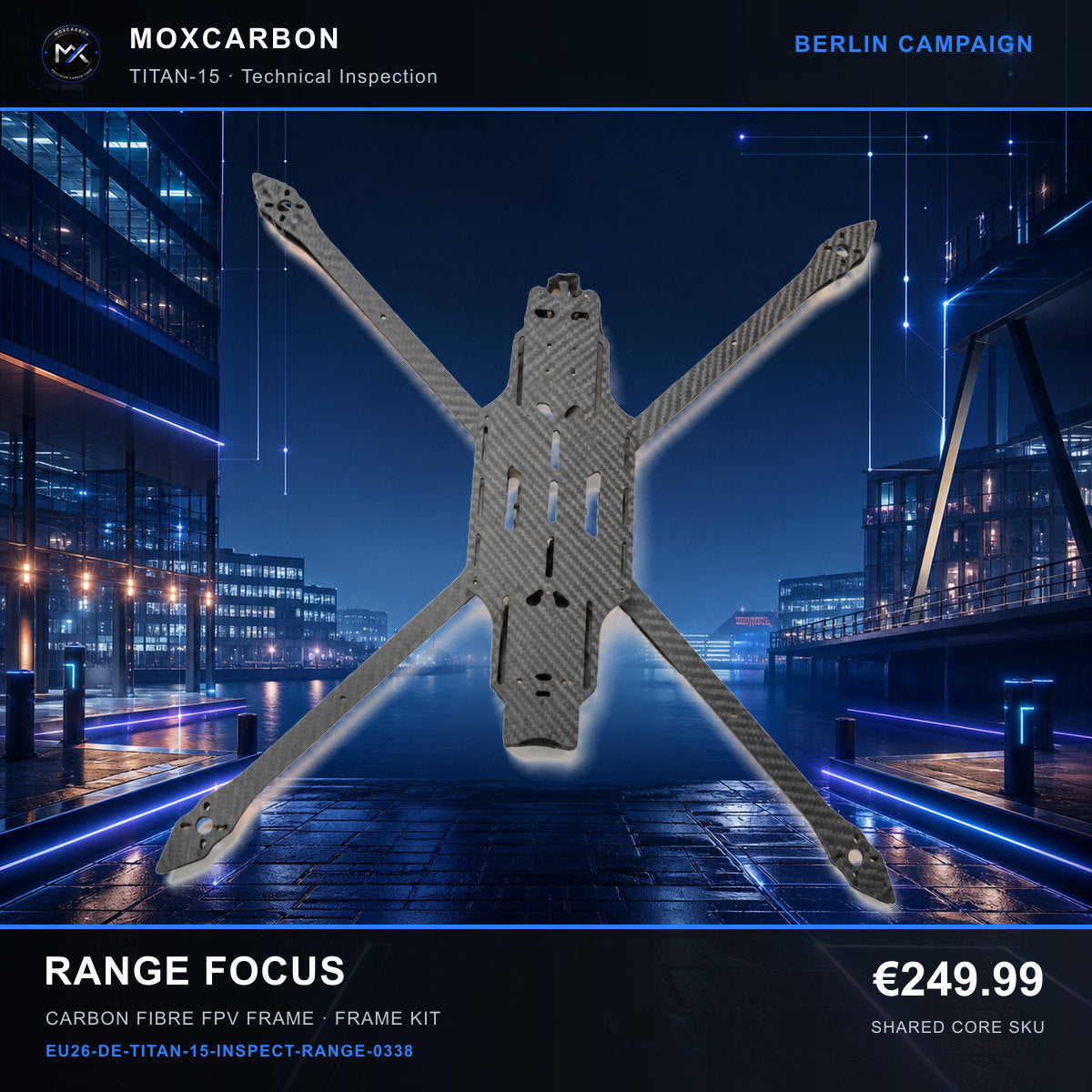 MOX MARK4 Titan GOW 15-Inch Carbon Fibre FPV Frame — Berlin Range Focus 0338 product image
