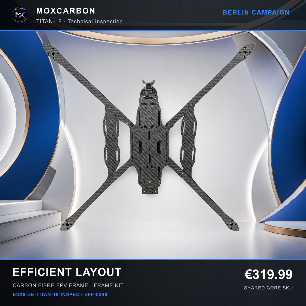 MOX MARK4 Titan GOW 18-Inch Carbon Fibre FPV Frame — Berlin Efficient Layout 0340 product image