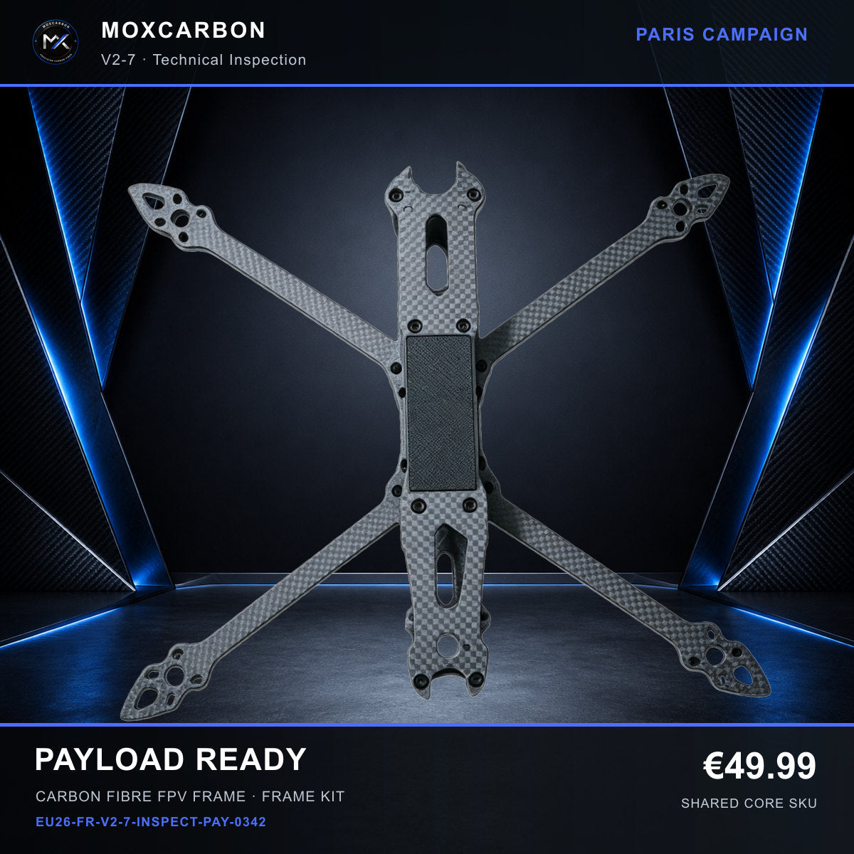 MOX MARK4 V2 7-Inch Carbon Fibre FPV Frame — Paris Payload Ready 0342 product image