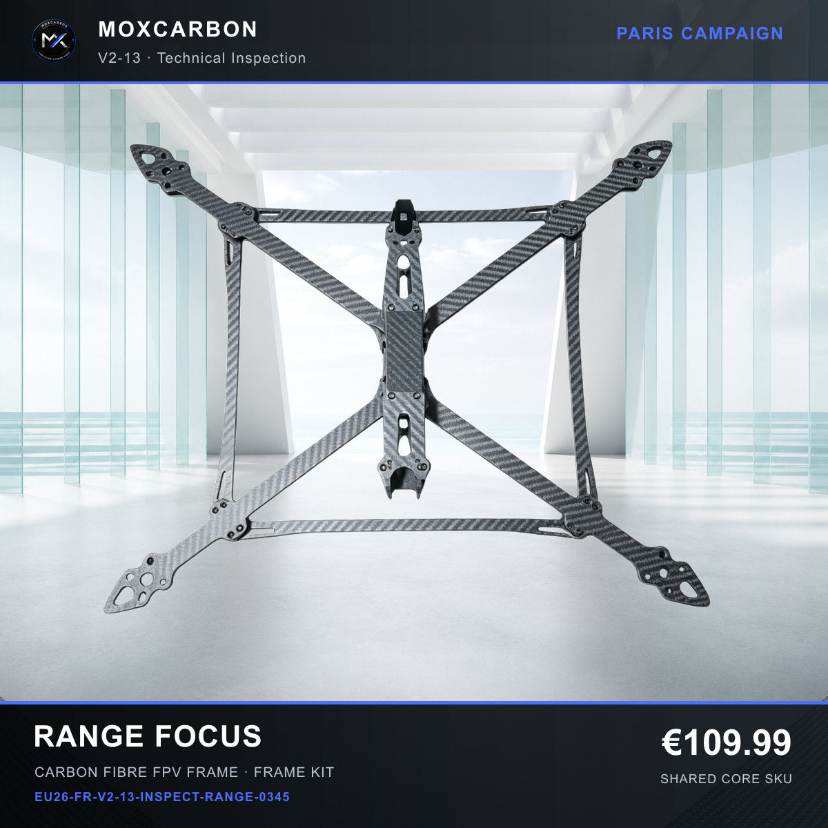 MOX MARK4 V2 13-Inch Carbon Fibre FPV Frame — Paris Range Focus 0345 product image