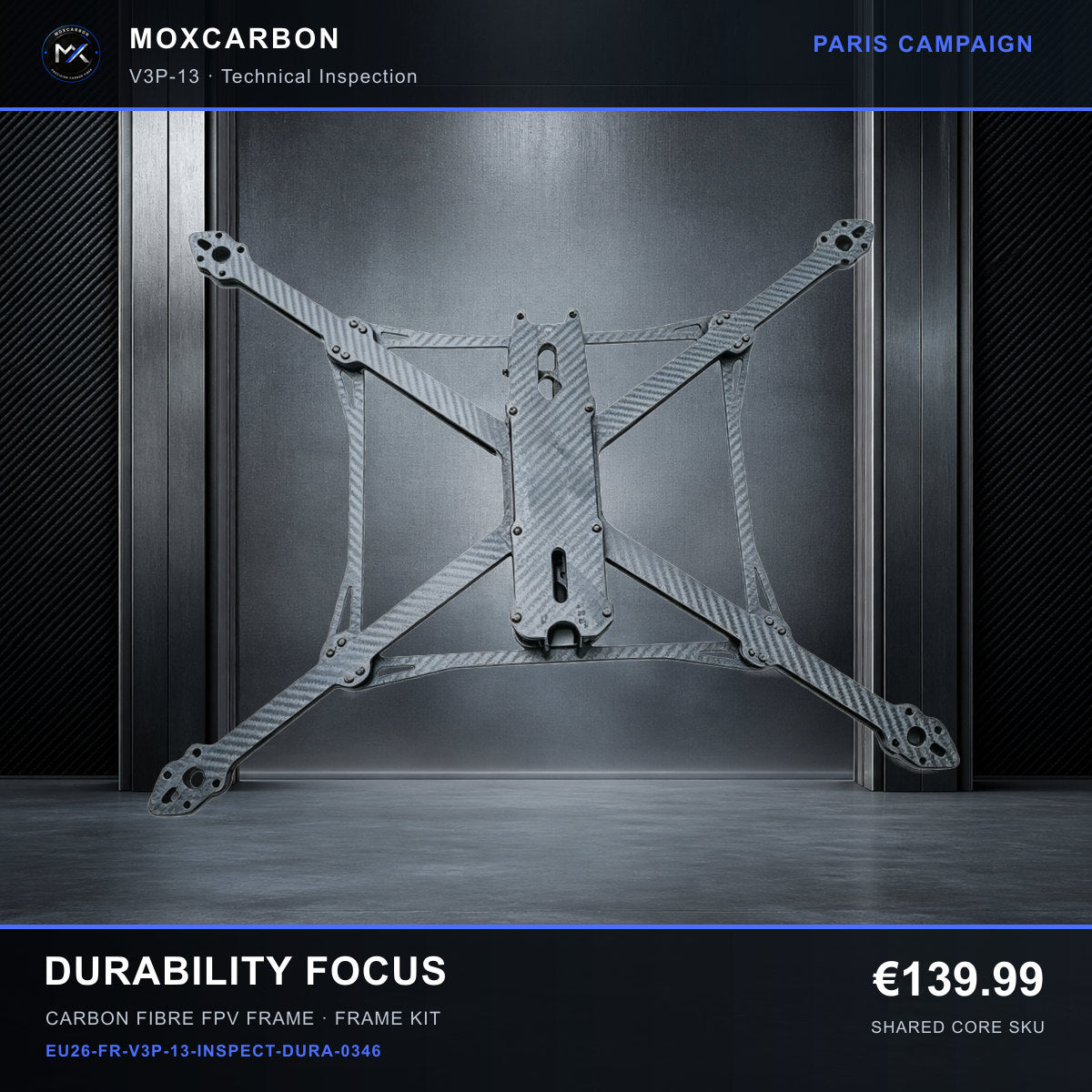 MOX MARK4 V3 Pro 13-Inch Carbon Fibre FPV Frame — Paris Durability Focus 0346 product image