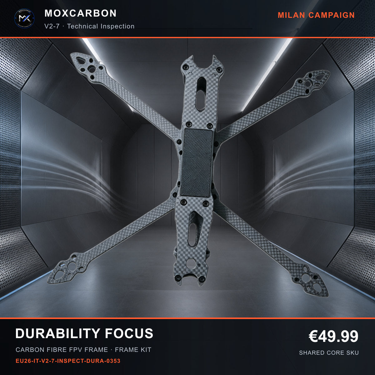 MOX MARK4 V2 7-Inch Carbon Fibre FPV Frame — Milan Durability Focus 0353 product image