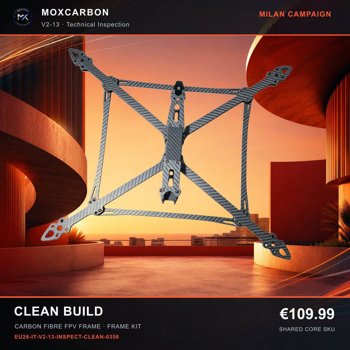 MOX MARK4 V2 13-Inch Carbon Fibre FPV Frame — Milan Clean Build 0356 product image