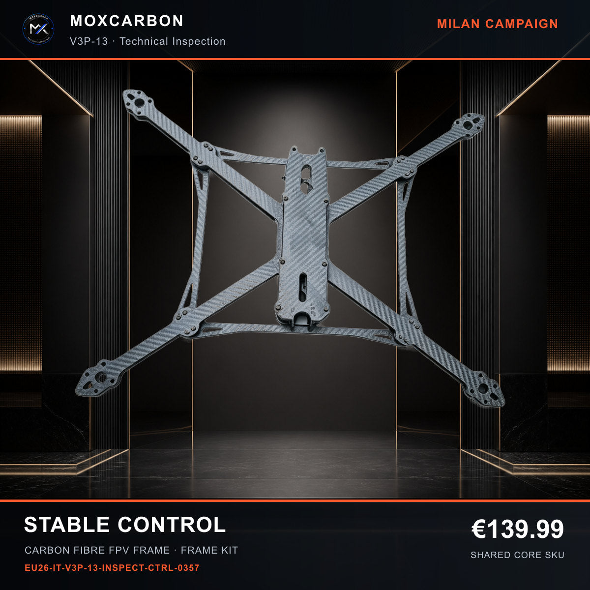 MOX MARK4 V3 Pro 13-Inch Carbon Fibre FPV Frame — Milan Stable Control 0357 product image