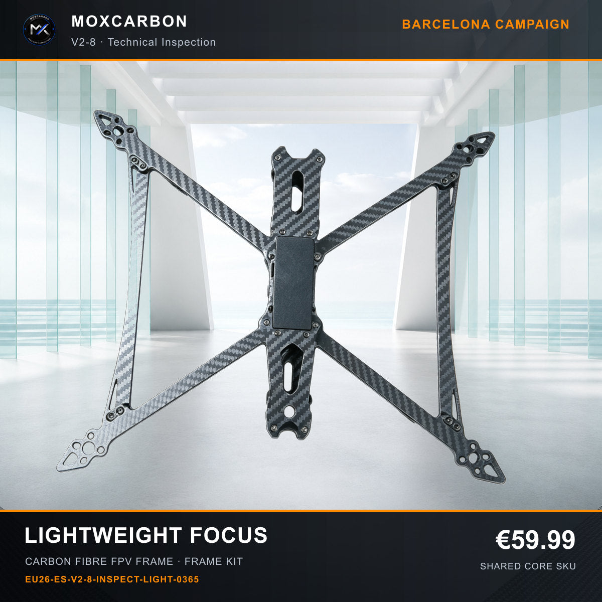 MOX MARK4 V2 8-Inch Carbon Fibre FPV Frame — Barcelona Lightweight Focus 0365 product image