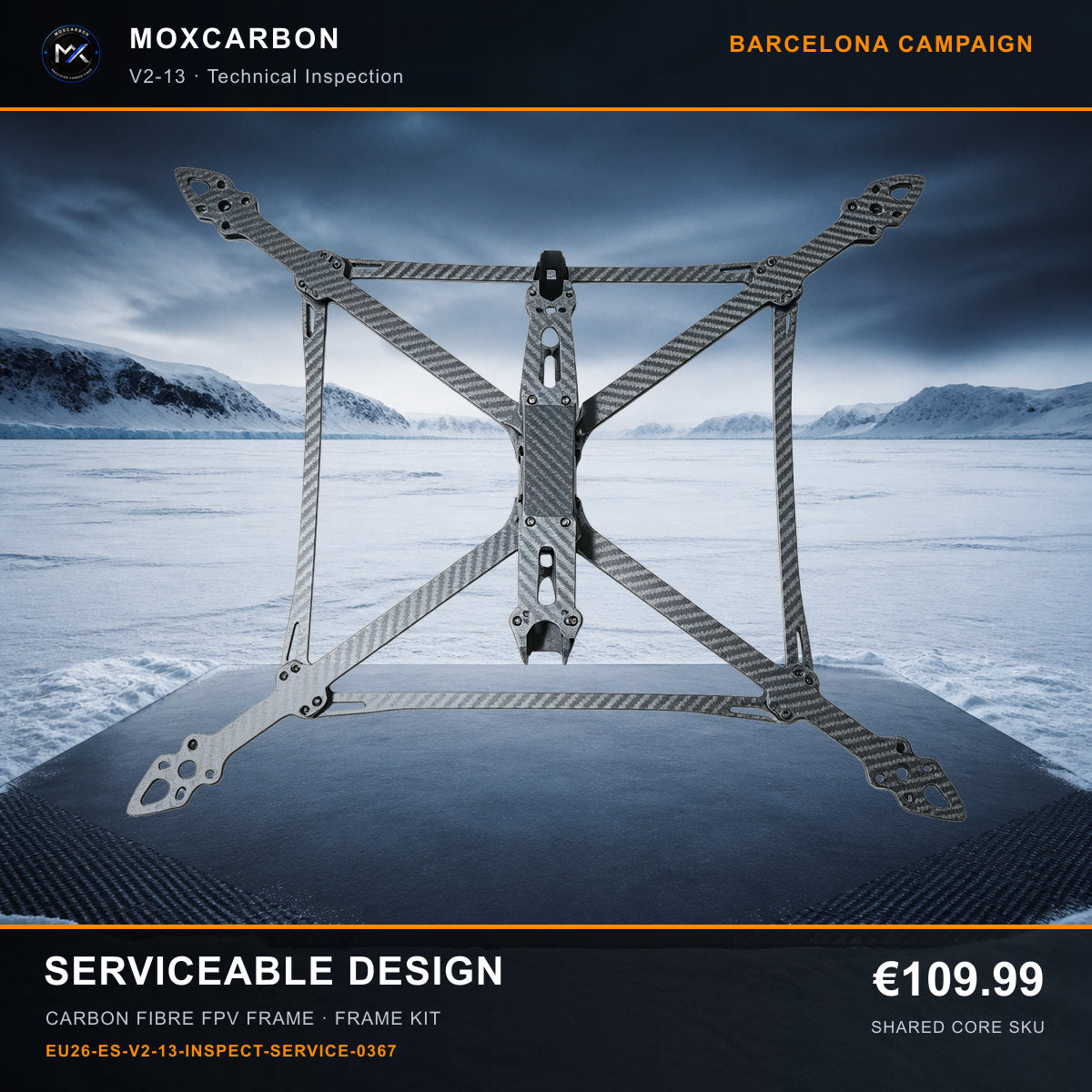 MOX MARK4 V2 13-Inch Carbon Fibre FPV Frame — Barcelona Serviceable Design 0367 product image