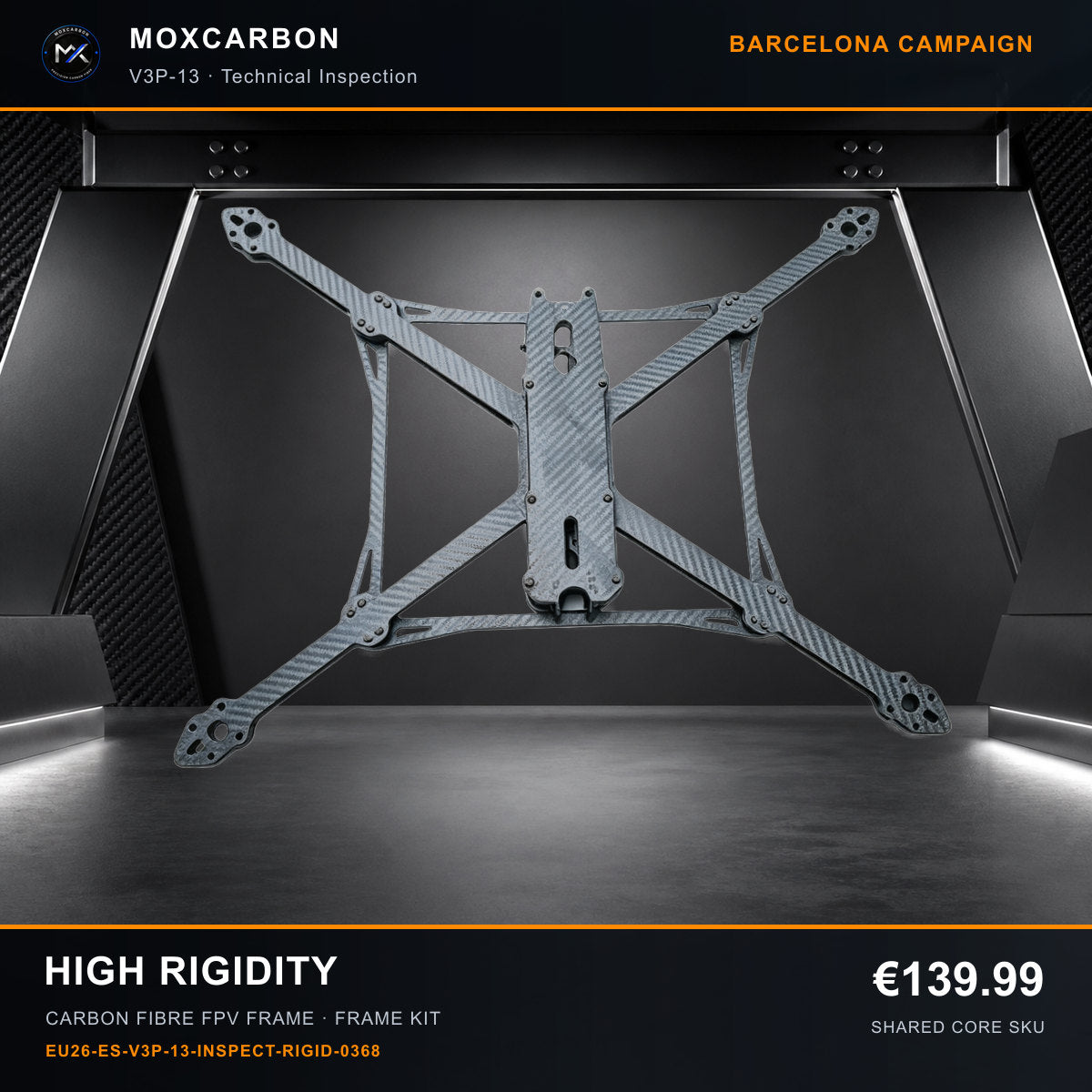 MOX MARK4 V3 Pro 13-Inch Carbon Fibre FPV Frame — Barcelona High Rigidity 0368 product image