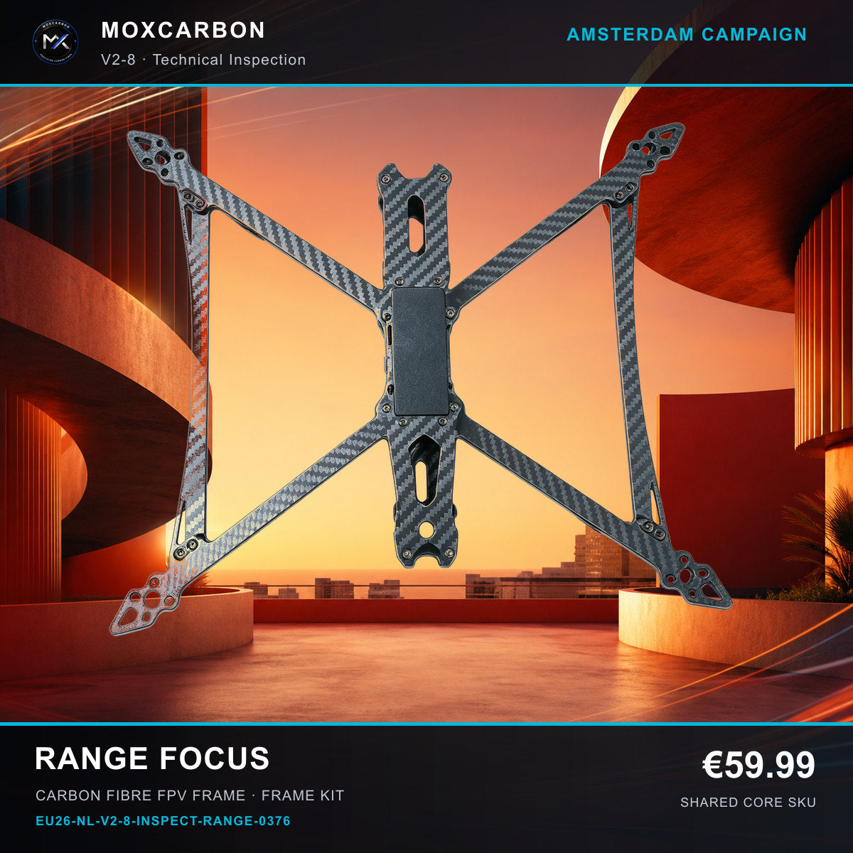 MOX MARK4 V2 8-Inch Carbon Fibre FPV Frame — Amsterdam Range Focus 0376 product image