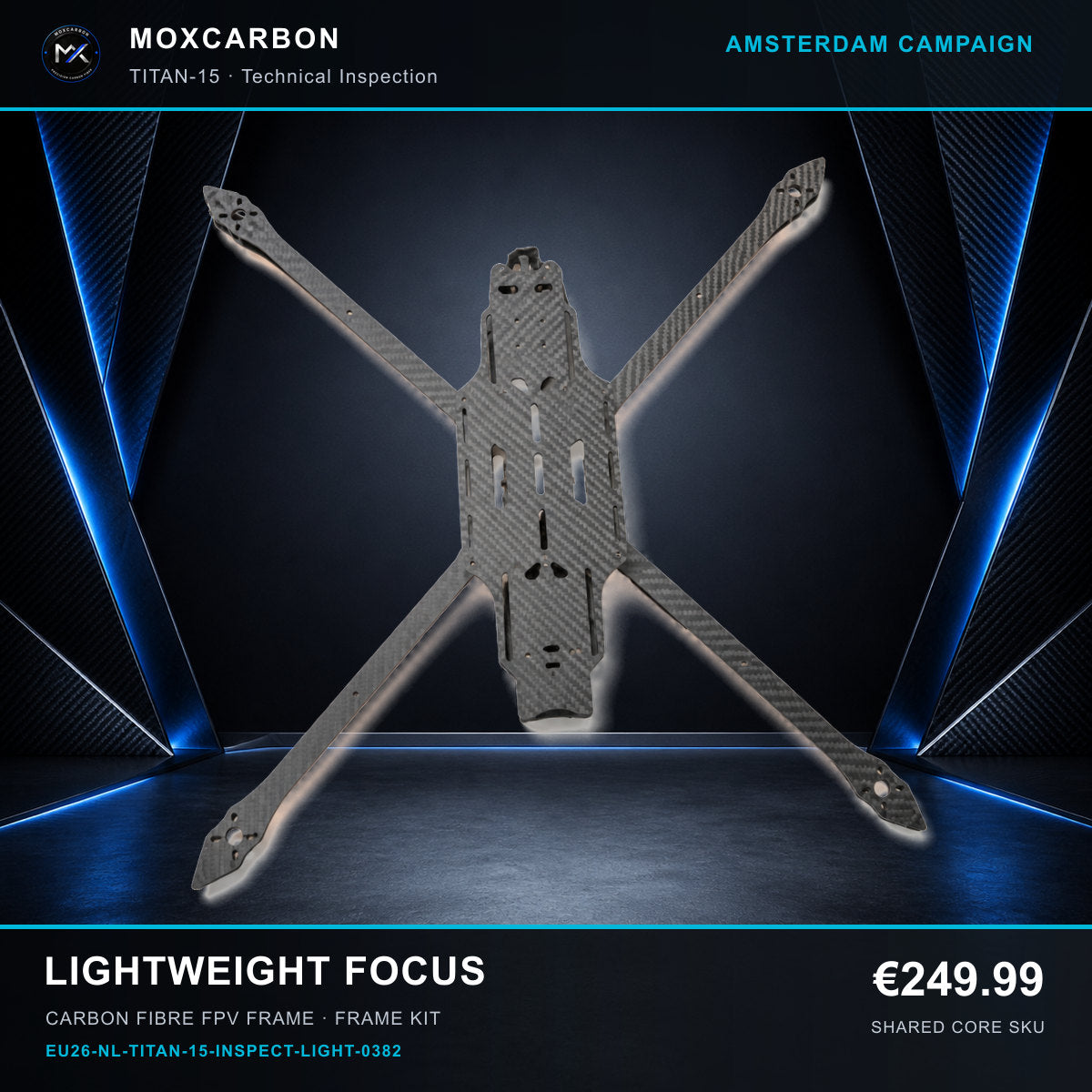 MOX MARK4 Titan GOW 15-Inch Carbon Fibre FPV Frame — Amsterdam Lightweight Focus 0382 product image