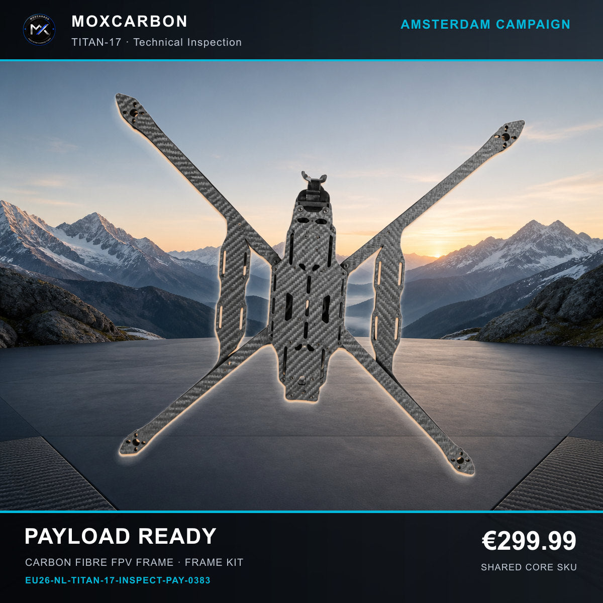 MOX MARK4 Titan GOW 17-Inch Carbon Fibre FPV Frame — Amsterdam Payload Ready 0383 product image