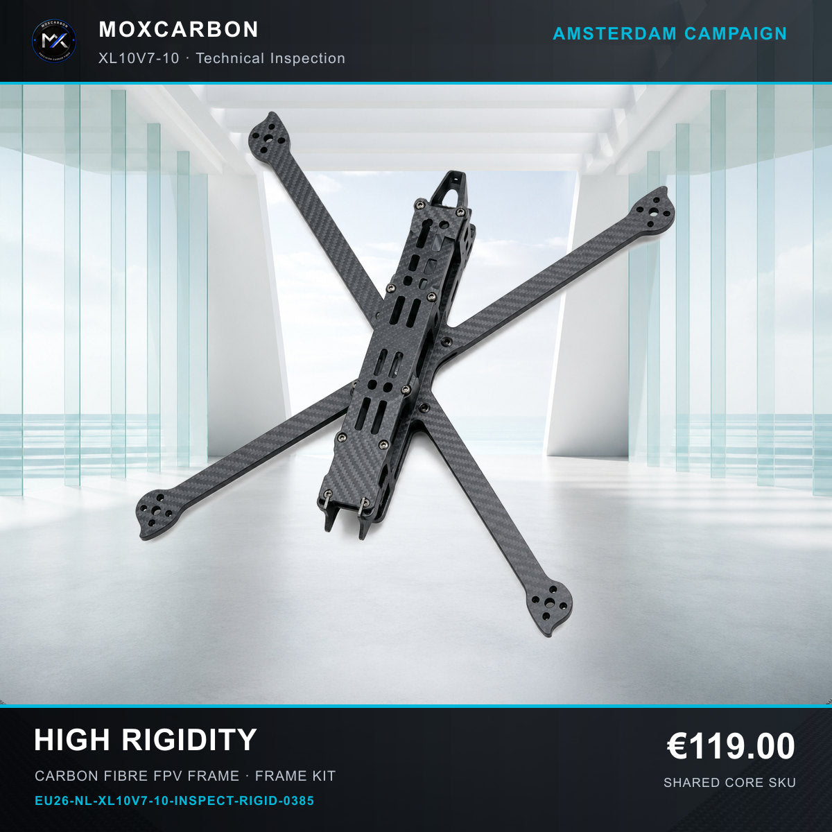 MOX XL10V7 10-Inch Carbon Fibre FPV Frame — Amsterdam High Rigidity 0385 product image