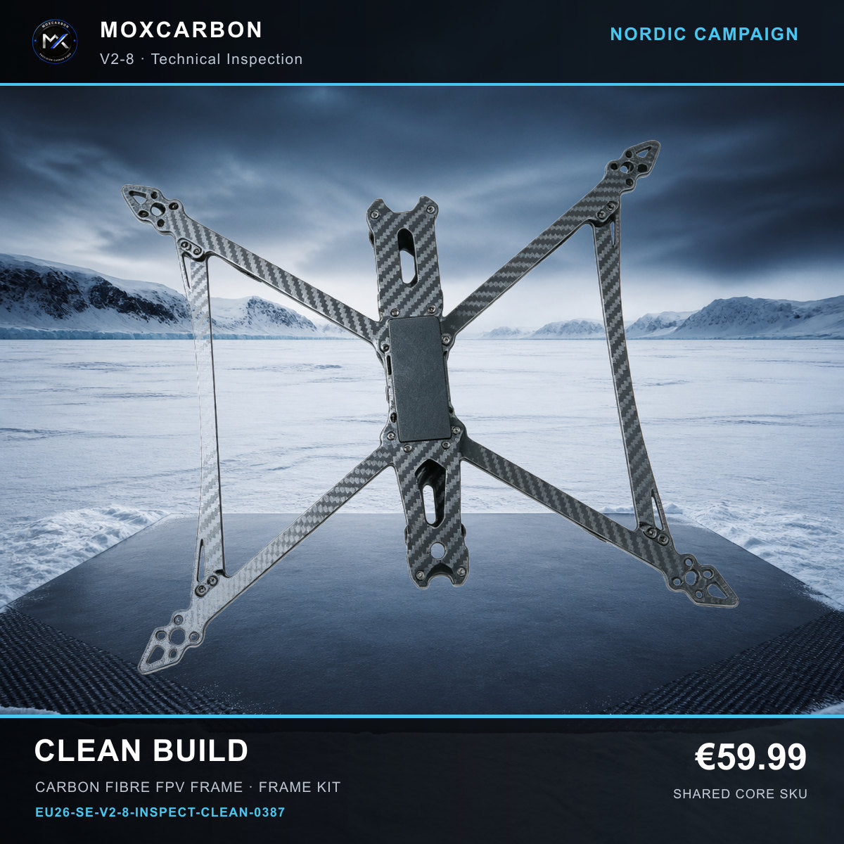 MOX MARK4 V2 8-Inch Carbon Fibre FPV Frame — Nordic Clean Build 0387 product image
