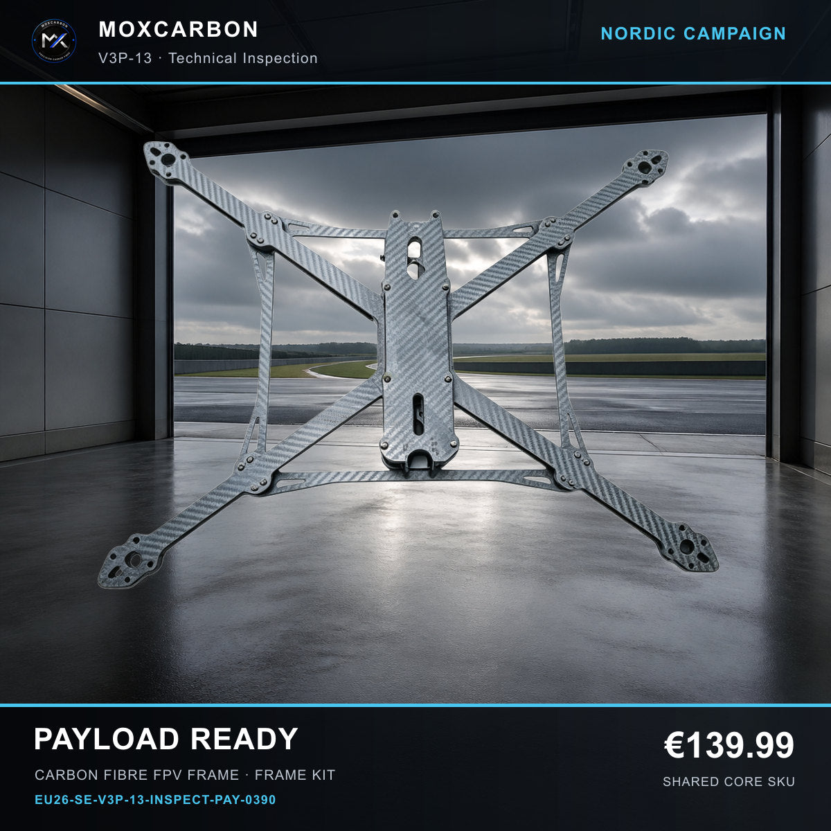 MOX MARK4 V3 Pro 13-Inch Carbon Fibre FPV Frame — Nordic Payload Ready 0390 product image