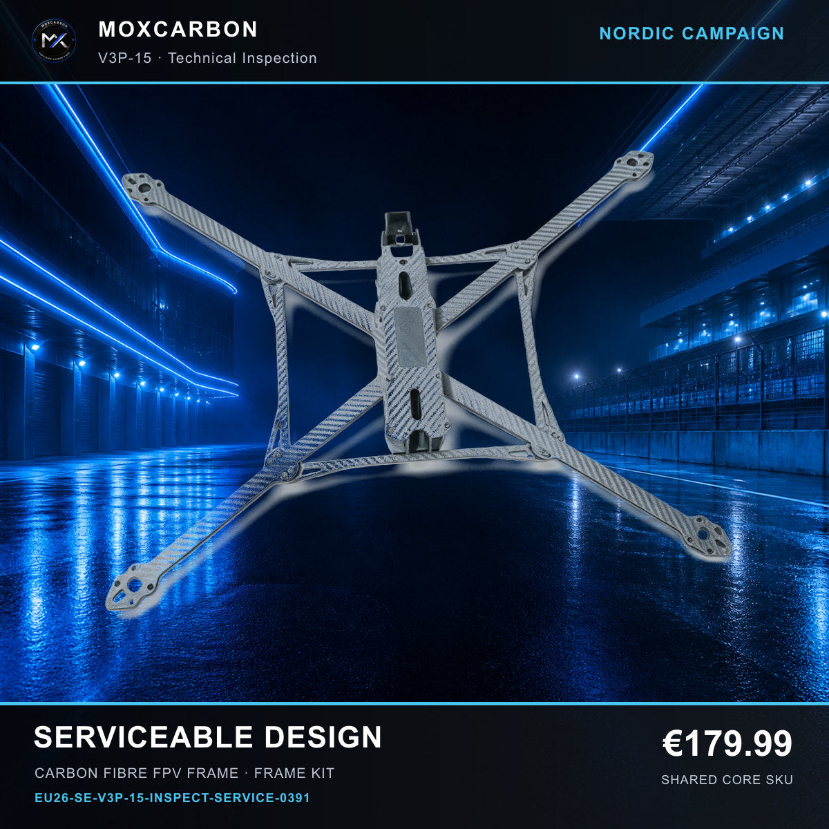 MOX MARK4 V3 Pro 15-Inch Carbon Fibre FPV Frame — Nordic Serviceable Design 0391 product image