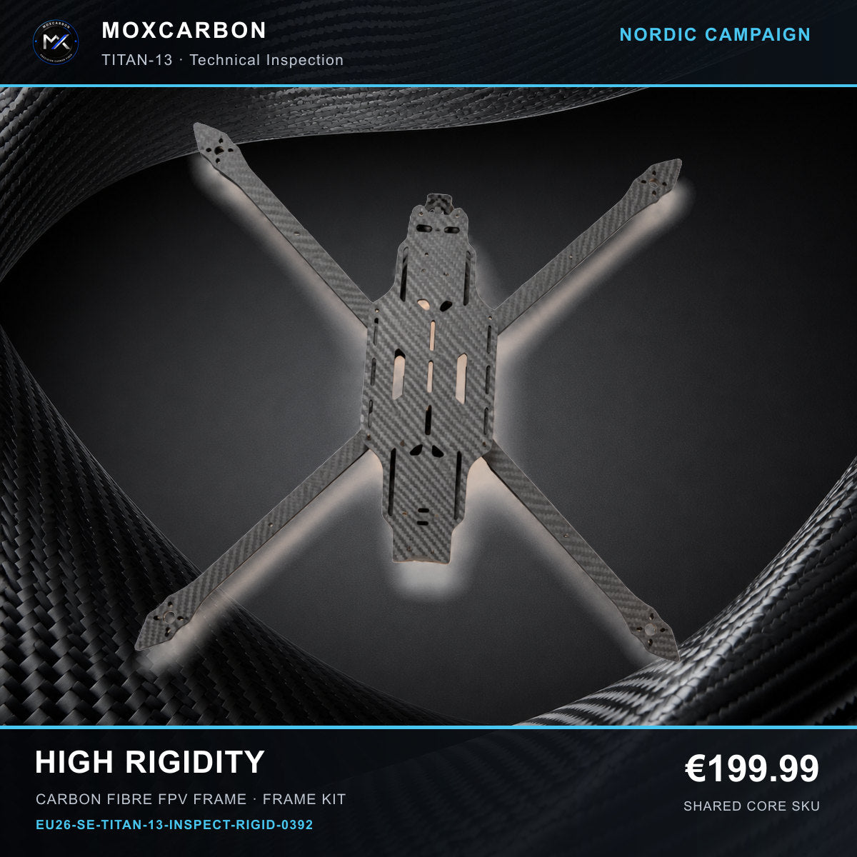 MOX MARK4 Titan GOW 13-Inch Carbon Fibre FPV Frame — Nordic High Rigidity 0392 product image