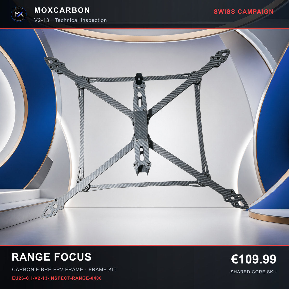 MOX MARK4 V2 13-Inch Carbon Fibre FPV Frame — Swiss Range Focus 0400 product image