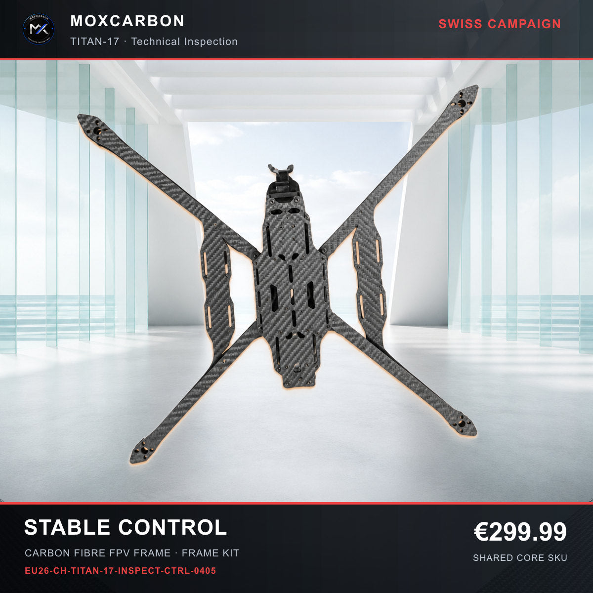 MOX MARK4 Titan GOW 17-Inch Carbon Fibre FPV Frame — Swiss Stable Control 0405 product image