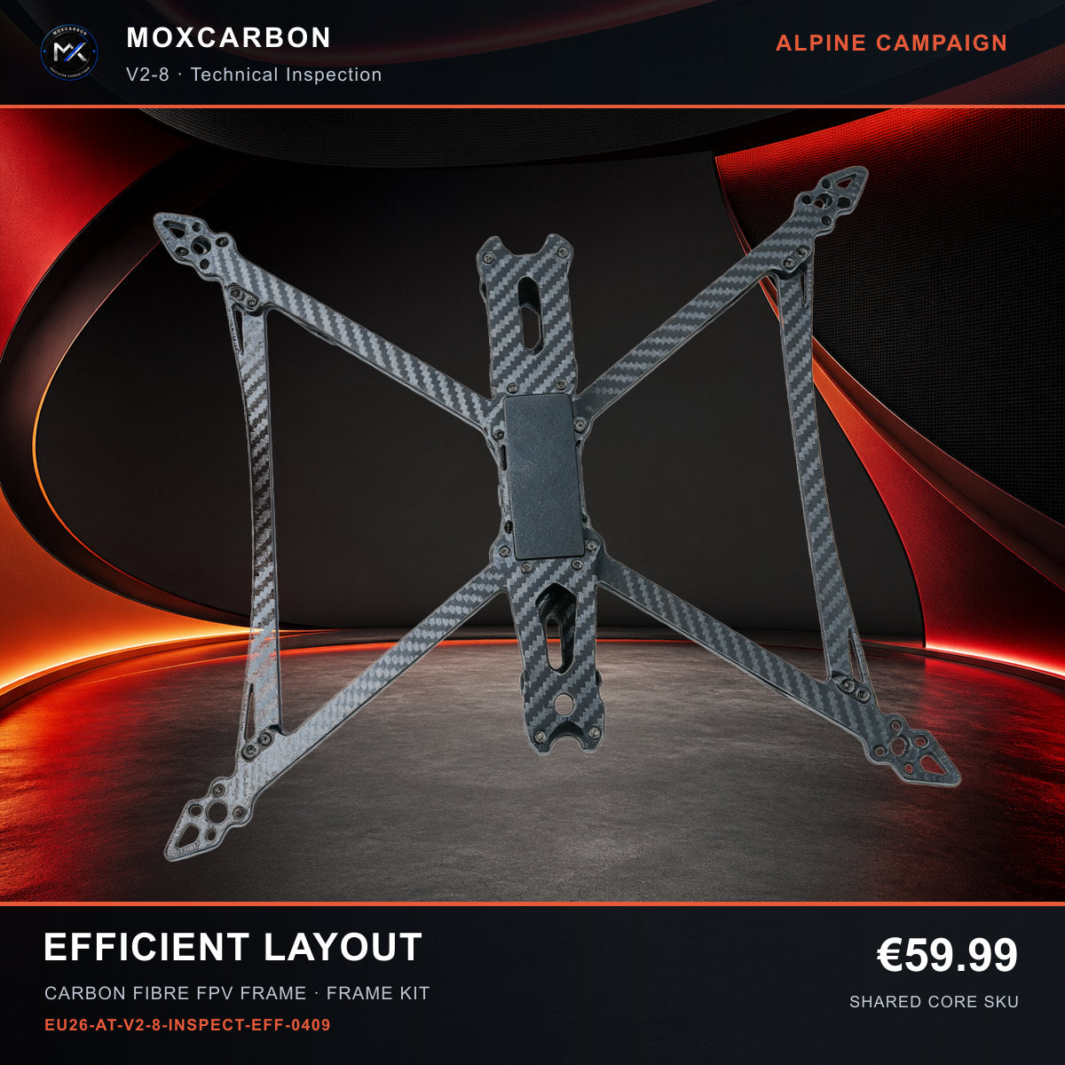 MOX MARK4 V2 8-Inch Carbon Fibre FPV Frame — Alpine Efficient Layout 0409 product image