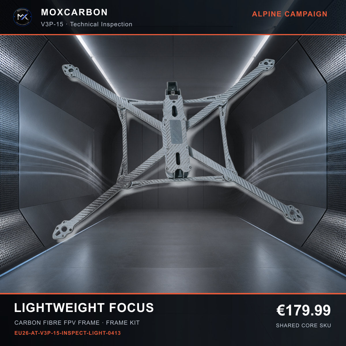 MOX MARK4 V3 Pro 15-Inch Carbon Fibre FPV Frame — Alpine Lightweight Focus 0413 product image