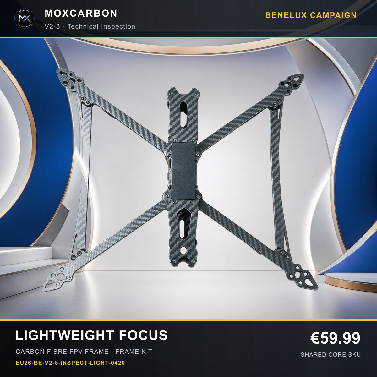 MOX MARK4 V2 8-Inch Carbon Fibre FPV Frame — Benelux Lightweight Focus 0420 product image