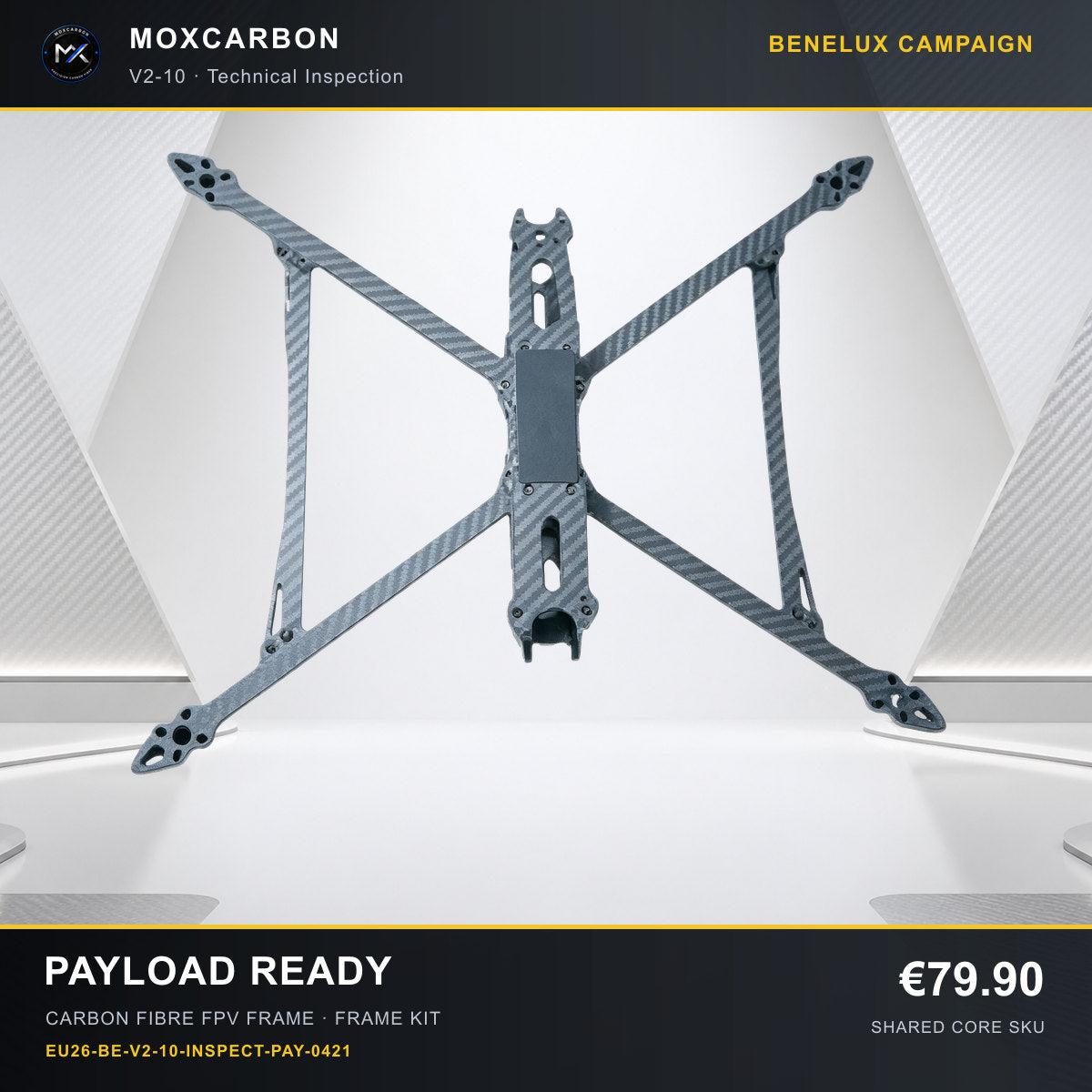 MOX MARK4 V2 10-Inch Carbon Fibre FPV Frame — Benelux Payload Ready 0421 product image