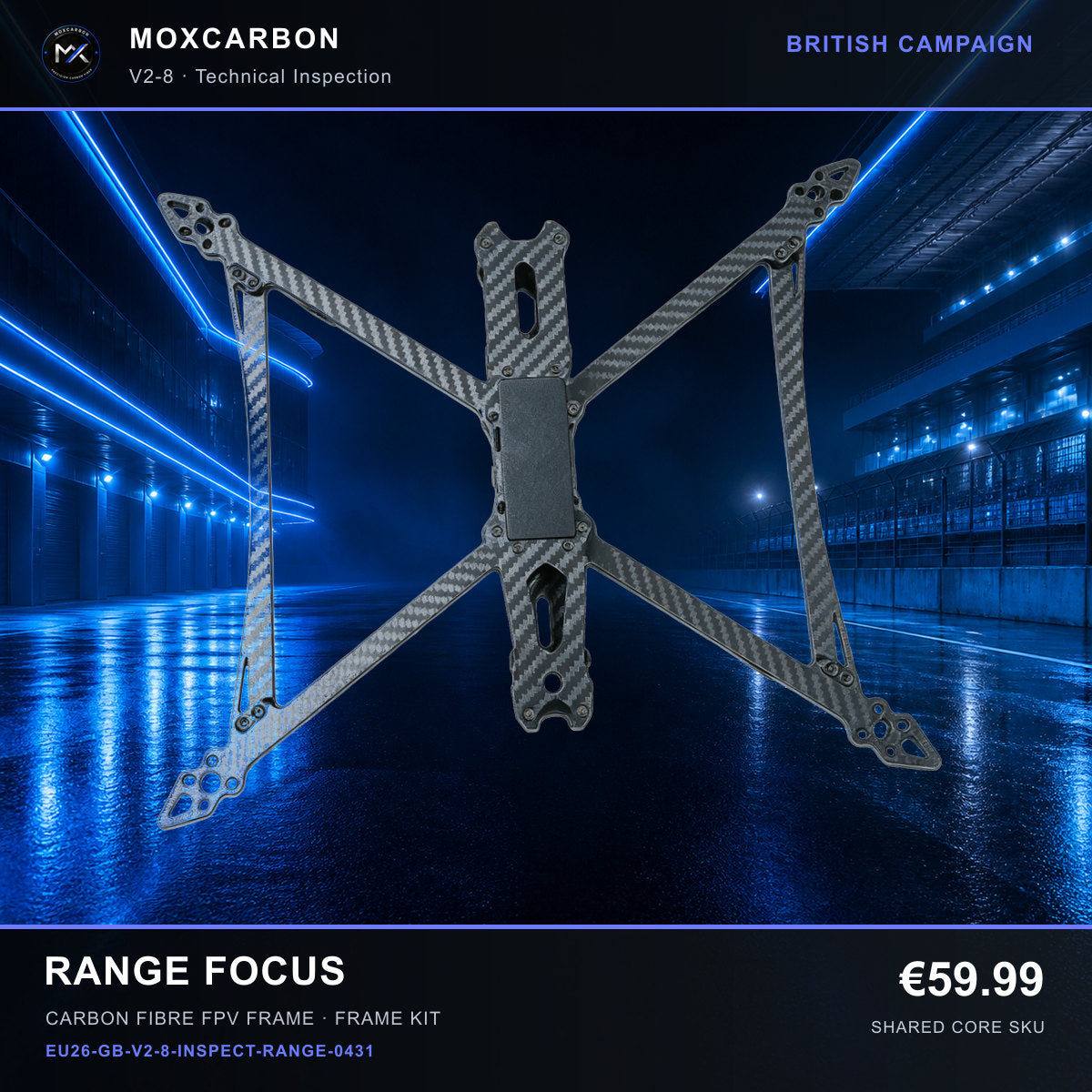 MOX MARK4 V2 8-Inch Carbon Fibre FPV Frame — British Range Focus 0431 product image